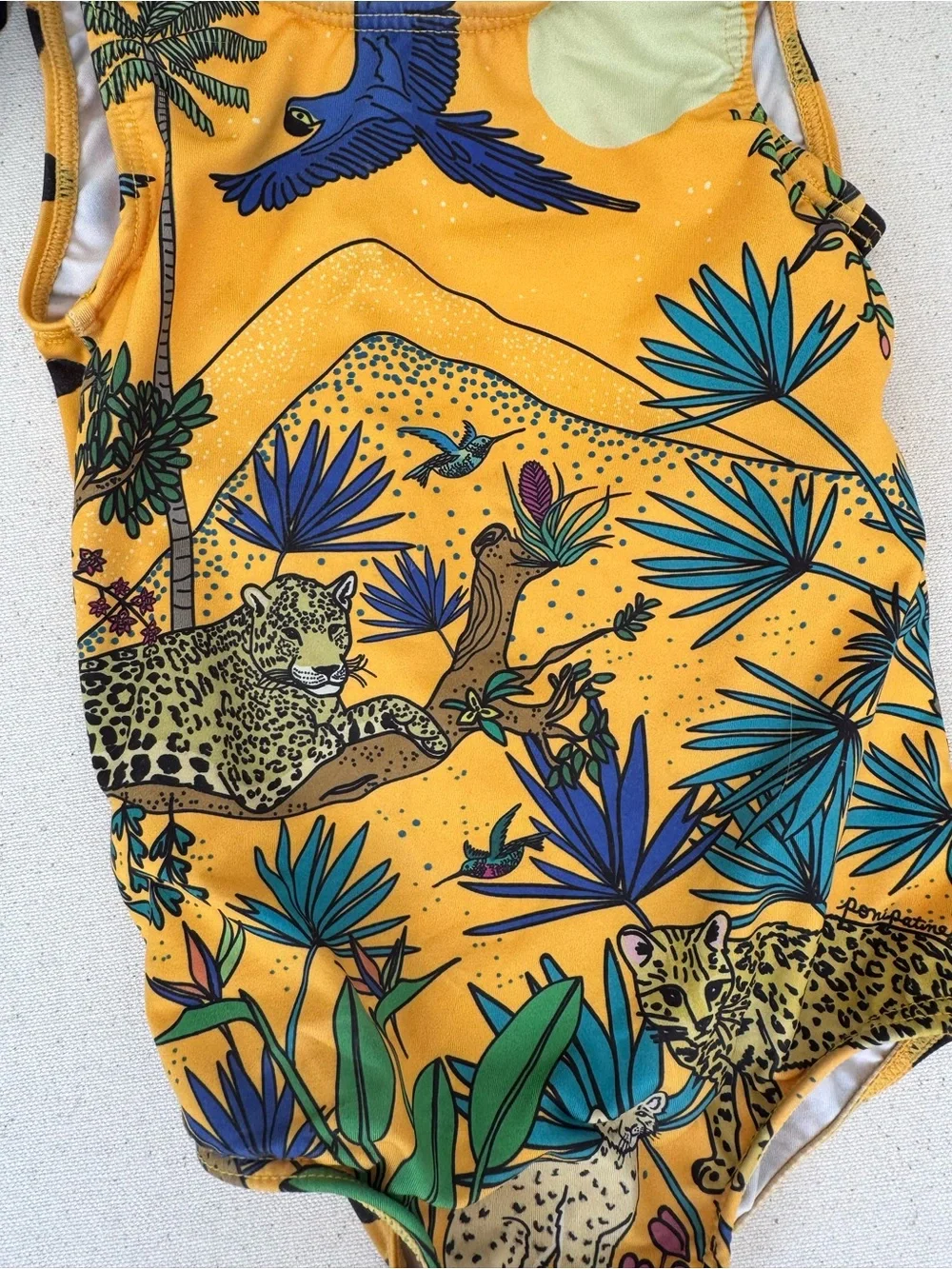 Pepita & Me Tropical Leopard One-Piece Swimsuit with Black Shoulder Ties
